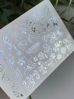 Nail Water Decal Fs-261 | Ornamental Water Slide Nail Decals | Silver Foil Vintage Swirls & Flourishes - UASLIDER