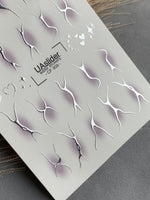 Nail Water Decal CF-309 | Abstract Silver Water Slide Nail Decals | Minimal Lines, Hearts & Stars - UASLIDER