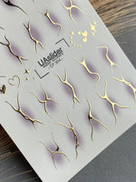 Nail Water Decal CF-304 | Abstract Gold Water Slide Nail Decals | Minimal Lines, Hearts & Stars - UASLIDER