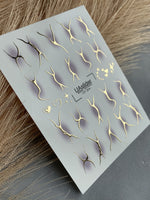 Nail Water Decal CF-304 | Abstract Gold Water Slide Nail Decals | Minimal Lines, Hearts & Stars - UASLIDER