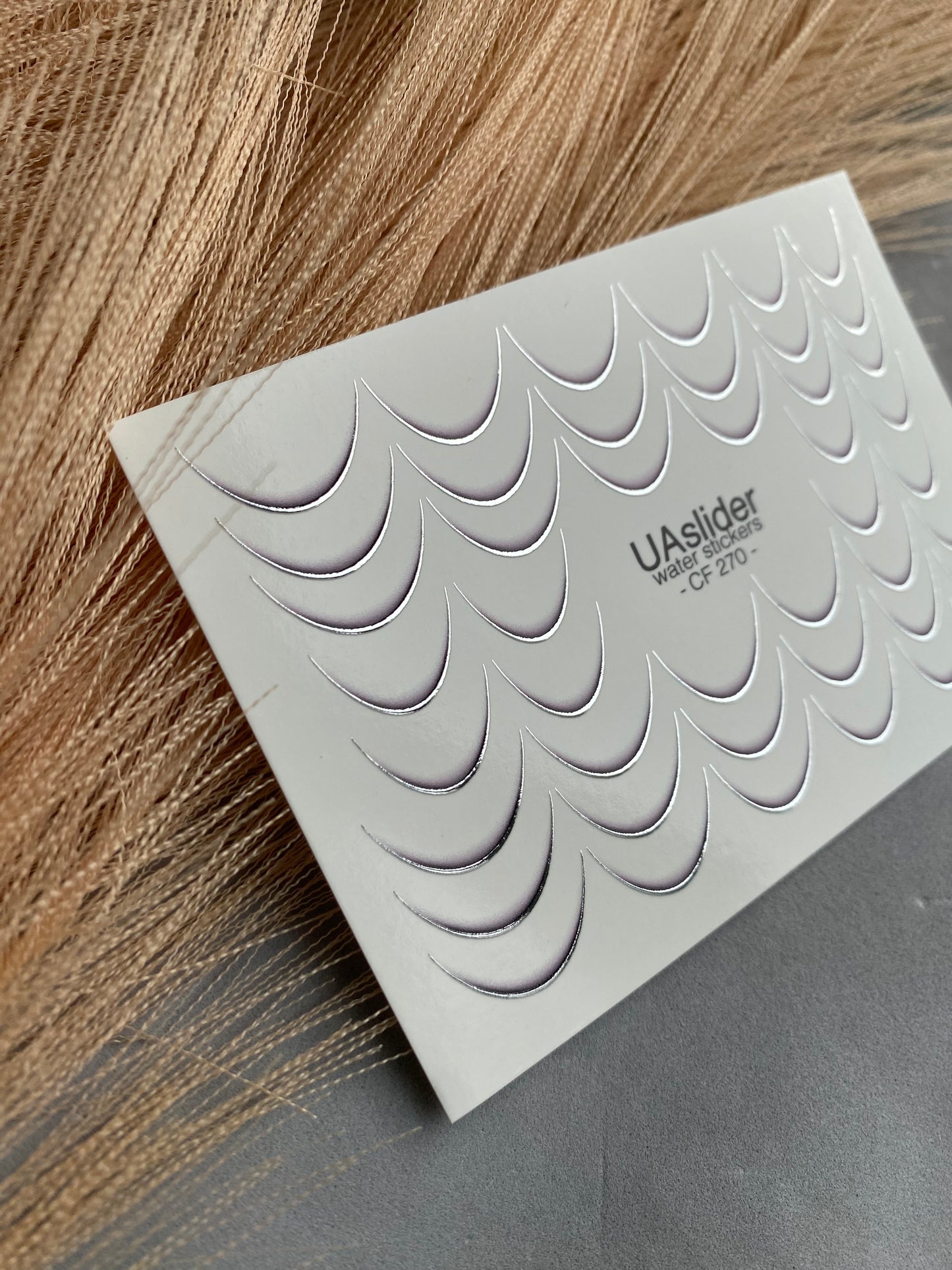 Nail Water Decal CF-270 | French Water Slide Nail Decals | Silver Curved Lines for French Tips