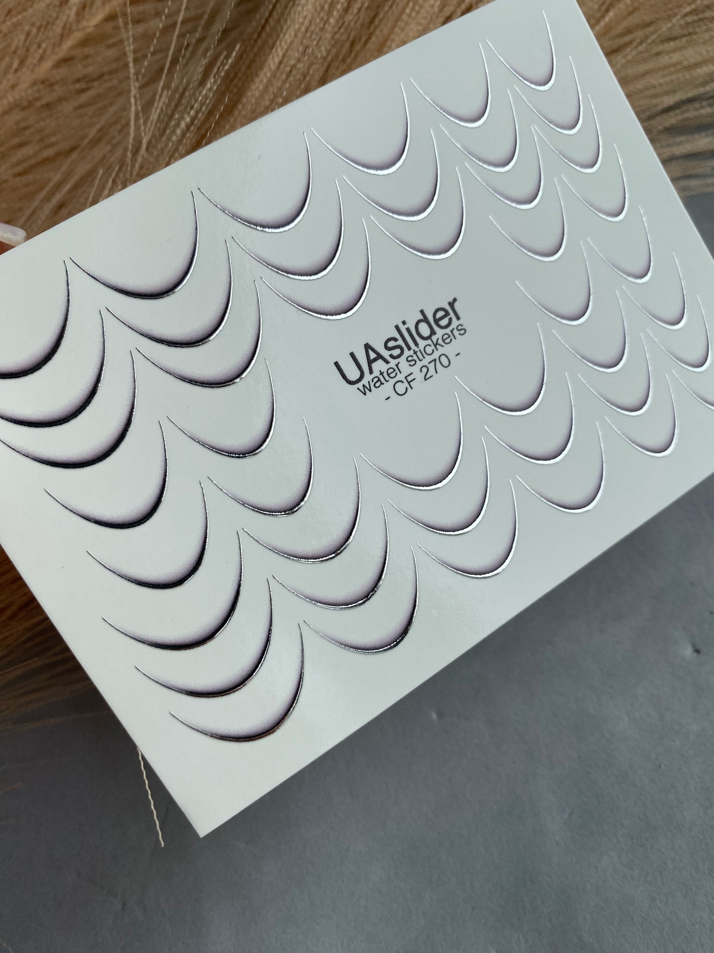 Nail Water Decal CF-270 | French Water Slide Nail Decals | Silver Curved Lines for French Tips