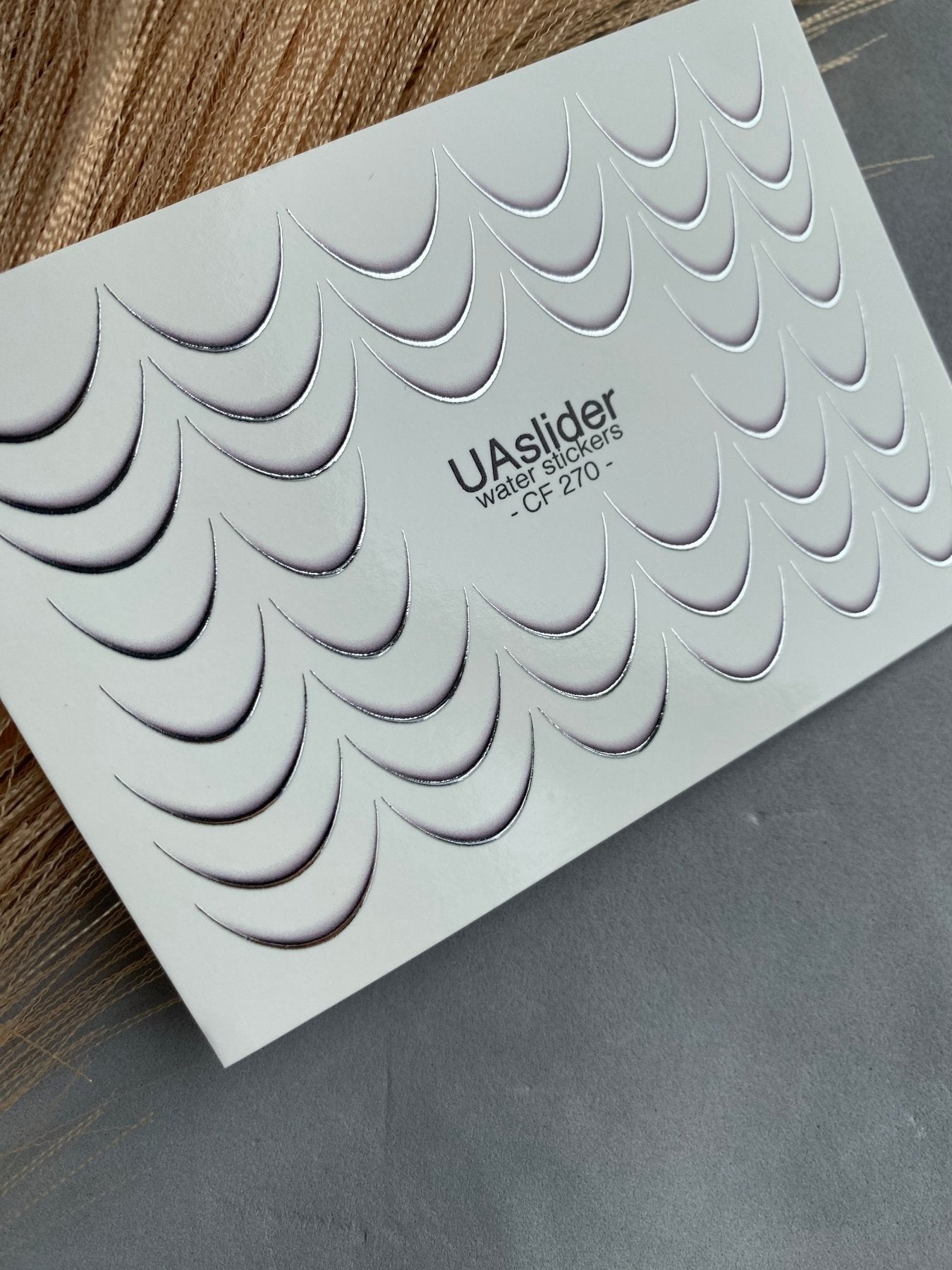 Nail Water Decal CF-270 | French Water Slide Nail Decals | Silver Curved Lines for French Tips - UASLIDER
