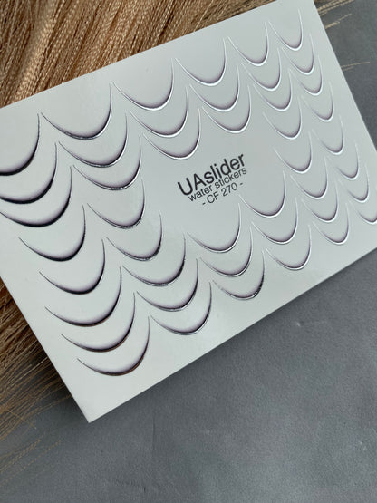 Nail Water Decal CF-270 | French Water Slide Nail Decals | Silver Curved Lines for French Tips