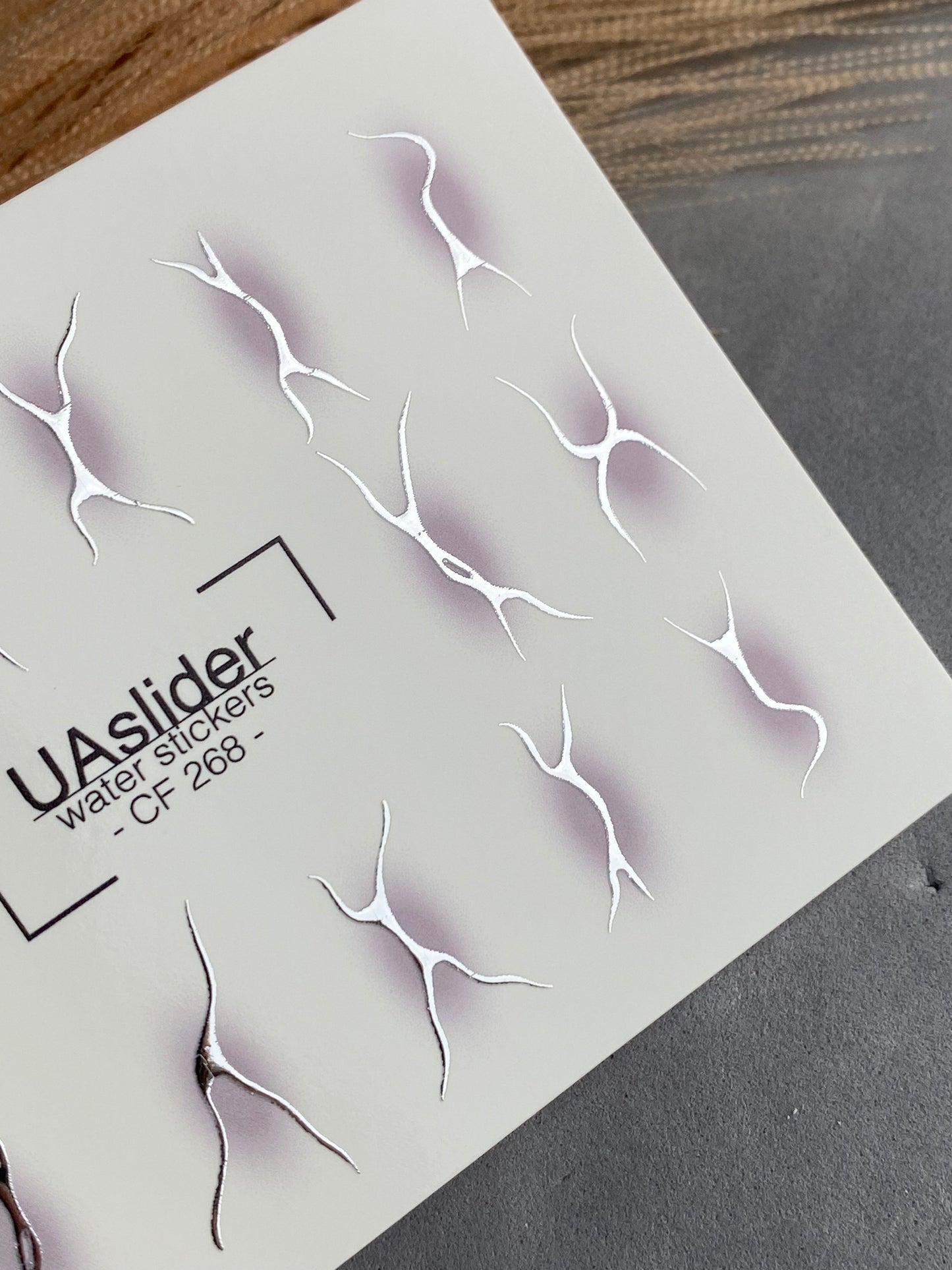 Nail Water Decal CF-268 | Abstract Water Slide Nail Decals | Black & Silver Wave Silhouettes