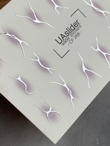 Nail Water Decal CF-268 | Abstract Water Slide Nail Decals | Black & Silver Wave Silhouettes