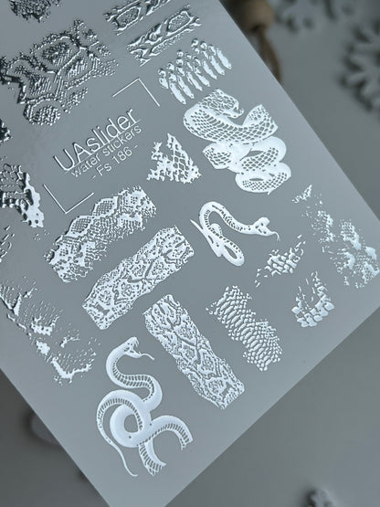 Nail Water Decal Fs-186 | Water Slide Nail Decals Snake Print | Reptile Texture Design