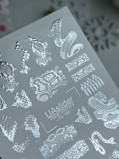 Nail Water Decal Fs-186 | Water Slide Nail Decals Snake Print | Reptile Texture Design