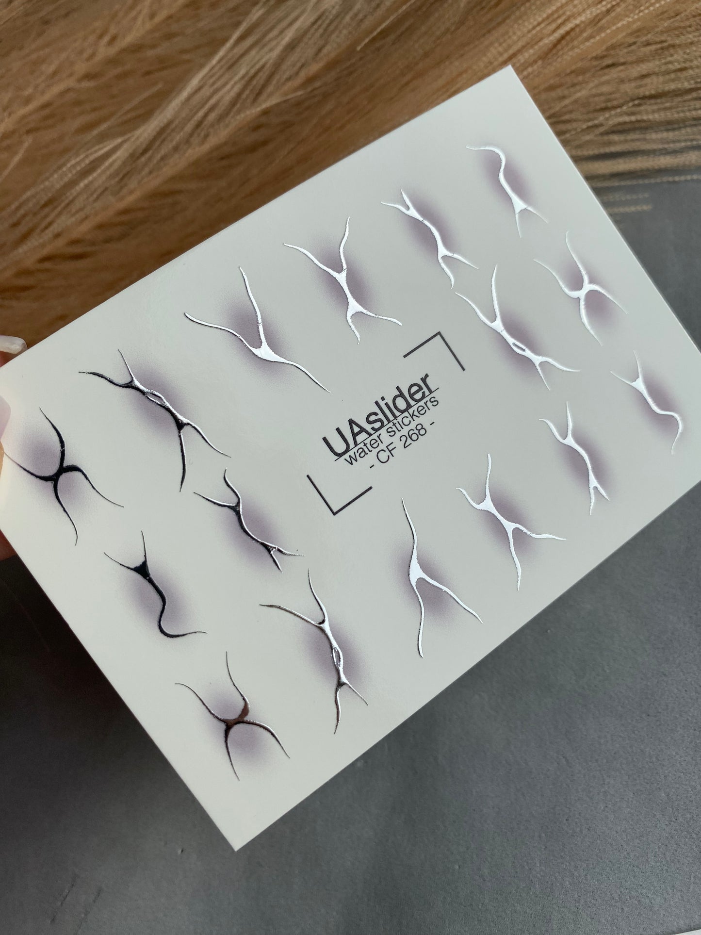 Nail Water Decal CF-268 | Abstract Water Slide Nail Decals | Black & Silver Wave Silhouettes