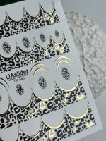 Nail Water Decal CF-343 | Water Slide Nail Decals | Gold Leopard Print French Tips - UASLIDER