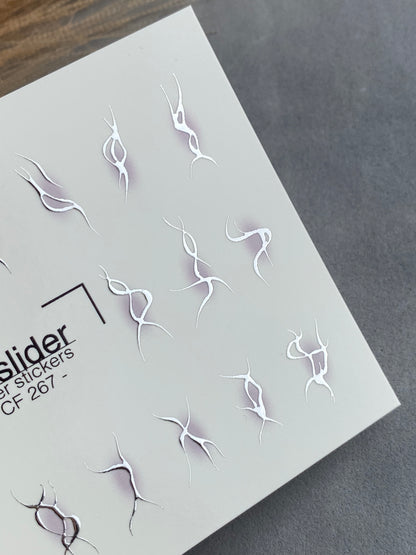 Nail Water Decal CF-267 | Abstract Water Slide Nail Decals | Black & Silver Wave Silhouettes