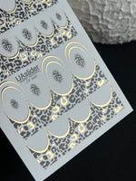 Nail Water Decal CF-343 | Water Slide Nail Decals | Gold Leopard Print French Tips - UASLIDER