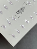 Nail Water Decal CF-267 | Abstract Water Slide Nail Decals | Black & Silver Wave Silhouettes - UASLIDER