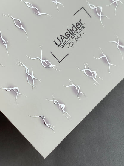 Nail Water Decal CF-267 | Abstract Water Slide Nail Decals | Black & Silver Wave Silhouettes