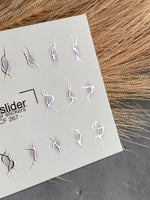 Nail Water Decal CF-267 | Abstract Water Slide Nail Decals | Black & Silver Wave Silhouettes - UASLIDER