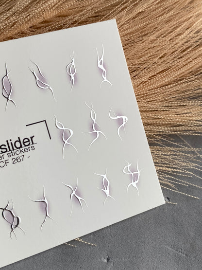 Nail Water Decal CF-267 | Abstract Water Slide Nail Decals | Black & Silver Wave Silhouettes