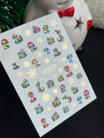 Nail Water Decal CF-339 | Water Slide Nail Decals | Christmas Cartoon Snakes & Snowflakes - UASLIDER