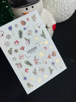 Nail Water Decal CF-341 | Water Slide Nail Decals | Winter Cones, Cotton & Snowflakes - UASLIDER