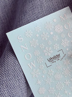 Winter Nail Decals — White Snowflakes & Snow Mood Text | NCg-148