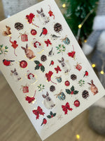 Nail Water Decal CF-062 | Christmas Nail Water Decals | Rabbits, Birds, Pinecones and Holiday Elements - UASLIDER