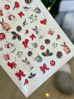Nail Water Decal CF-062 | Christmas Nail Water Decals | Rabbits, Birds, Pinecones and Holiday Elements - UASLIDER