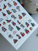 Nail Water Decal CF-064 | Christmas Nail Water Decals | Retro Girl, Santa Hat, Gifts and Holiday Tree - UASLIDER