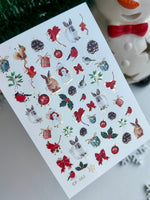 Nail Water Decal CF-062 | Christmas Nail Water Decals | Rabbits, Birds, Pinecones and Holiday Elements - UASLIDER