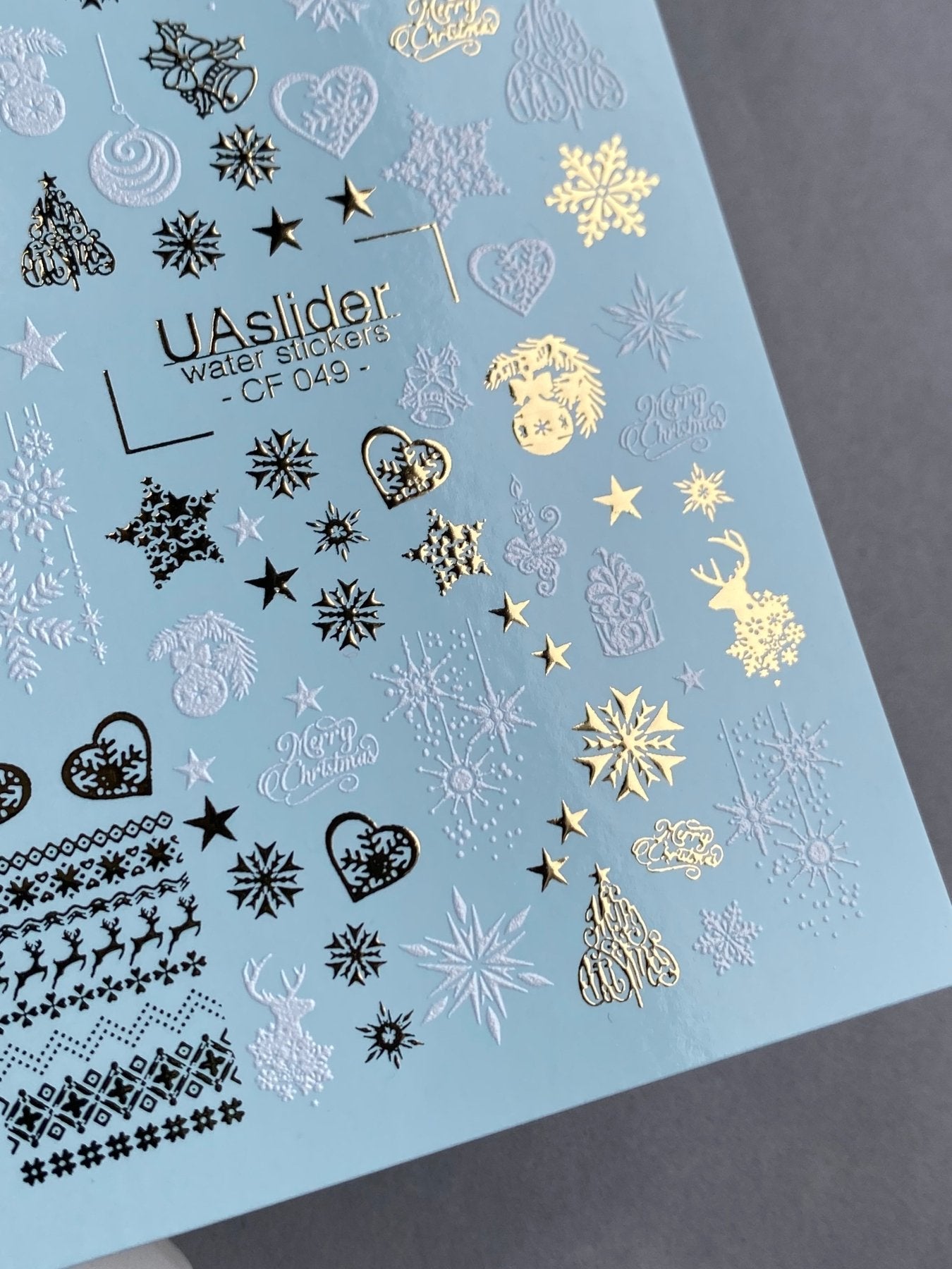 Nail Water Decal CF-049 | Christmas Nail Water Decals | Snowflakes, Reindeer & Festive Ornaments - UASLIDER