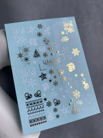 Nail Water Decal CF-049 | Christmas Nail Water Decals | Snowflakes, Reindeer & Festive Ornaments - UASLIDER