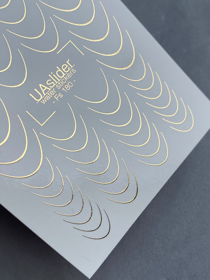 Nail Water Decal Fg-180 | Gold Foil Water Slide Nail Decals | Classic French Tips