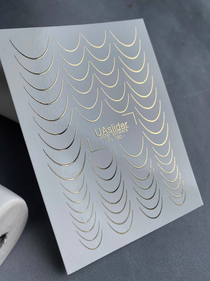 Nail Water Decal Fg-180 | Gold Foil Water Slide Nail Decals | Classic French Tips