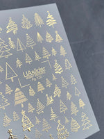 Nail Water Decal Fg-122 | Water Slide Nail Decals with Gold Christmas Trees | Festive Winter - UASLIDER