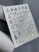 Nail Water Decal Fg-122 | Water Slide Nail Decals with Gold Christmas Trees | Festive Winter - UASLIDER