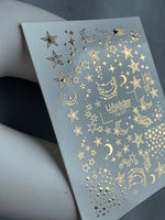 Nail Water Decal Fg-077 | Gold Foil Water Slide Nail Decals | Stars & Crescent Moons - UASLIDER