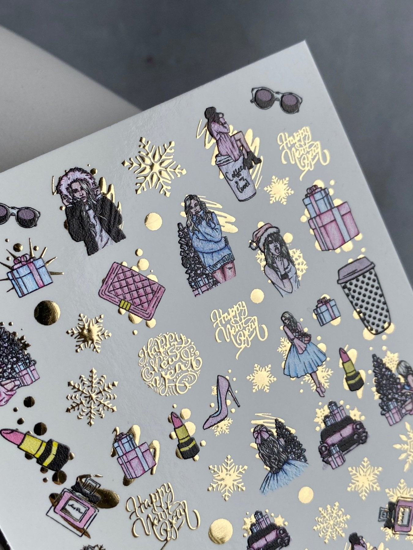 Nail Water Decal CF-066 | New Year Fashion Nail Water Decals | Girls, Gifts, Coffee Cups, Perfume and Holiday Snowflakes - UASLIDER