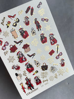 Nail Water Decal CF-065 | Christmas Fashion Nail Water Decals | Retro Girl, Santa Outfit, Beauty Accessories and Gifts - UASLIDER