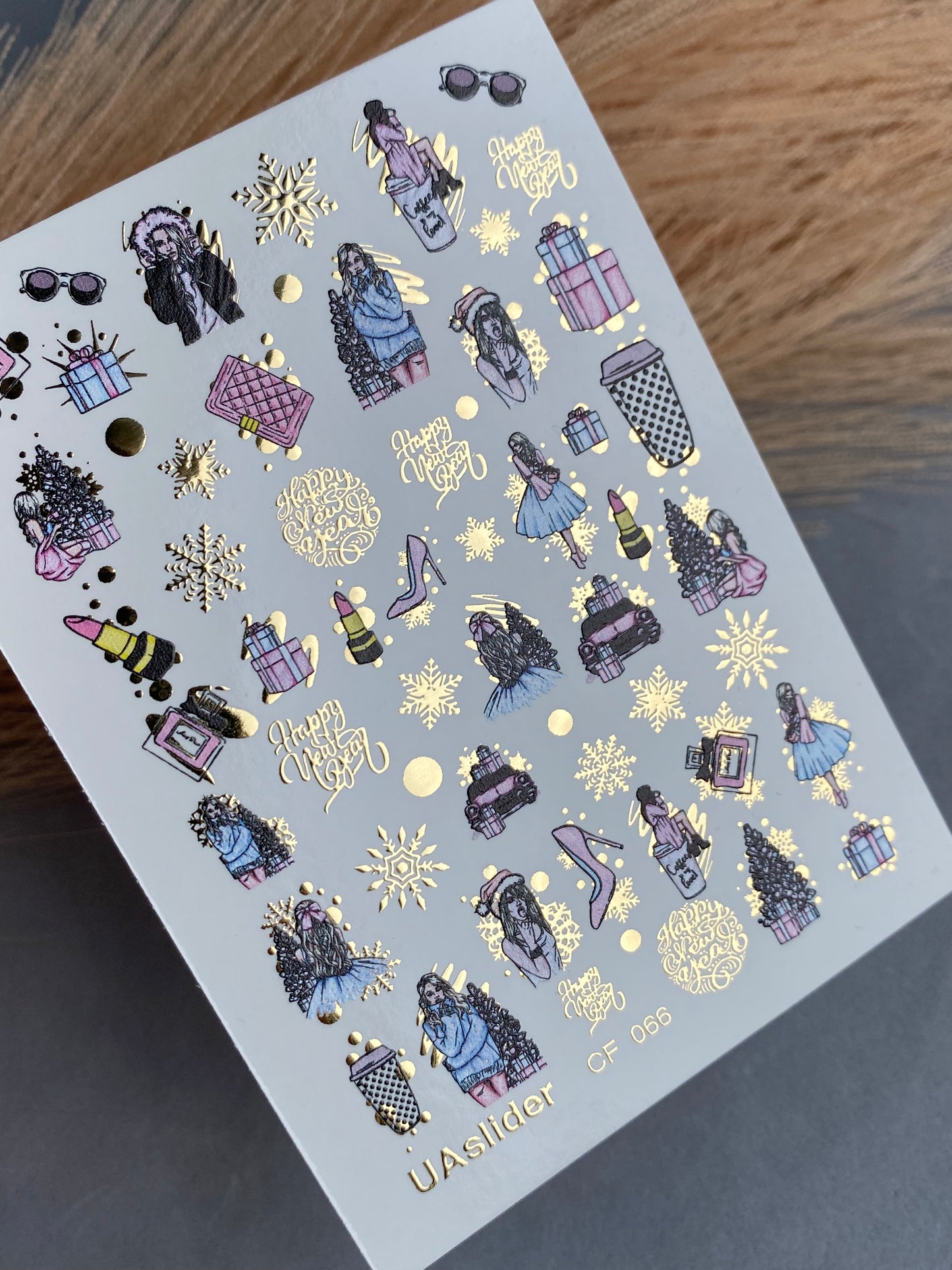 Nail Water Decal CF-066 | New Year Fashion Nail Water Decals | Girls, Gifts, Coffee Cups, Perfume and Holiday Snowflakes