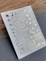 Nail Water Decal Fg-077 | Gold Foil Water Slide Nail Decals | Stars & Crescent Moons - UASLIDER