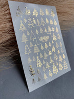Nail Water Decal Fg-122 | Water Slide Nail Decals with Gold Christmas Trees | Festive Winter - UASLIDER