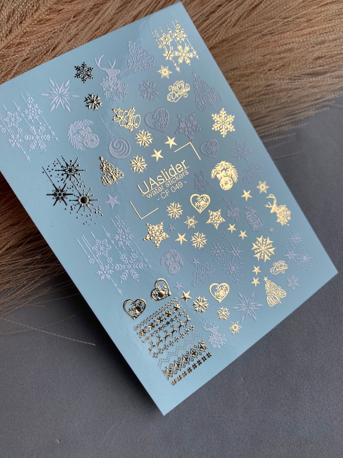 Nail Water Decal CF-049 | Christmas Nail Water Decals | Snowflakes, Reindeer & Festive Ornaments - UASLIDER