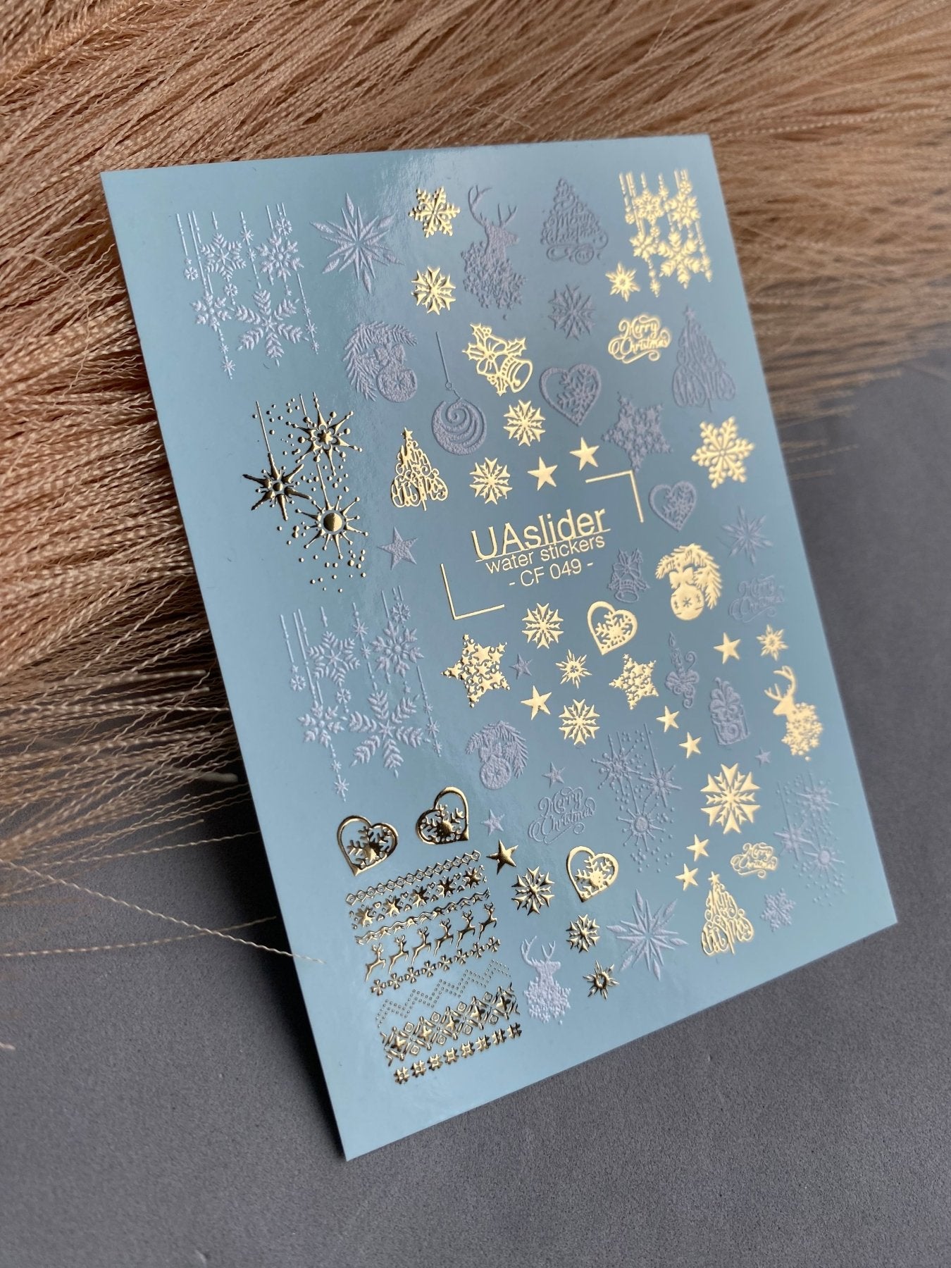 Nail Water Decal CF-049 | Christmas Nail Water Decals | Snowflakes, Reindeer & Festive Ornaments - UASLIDER