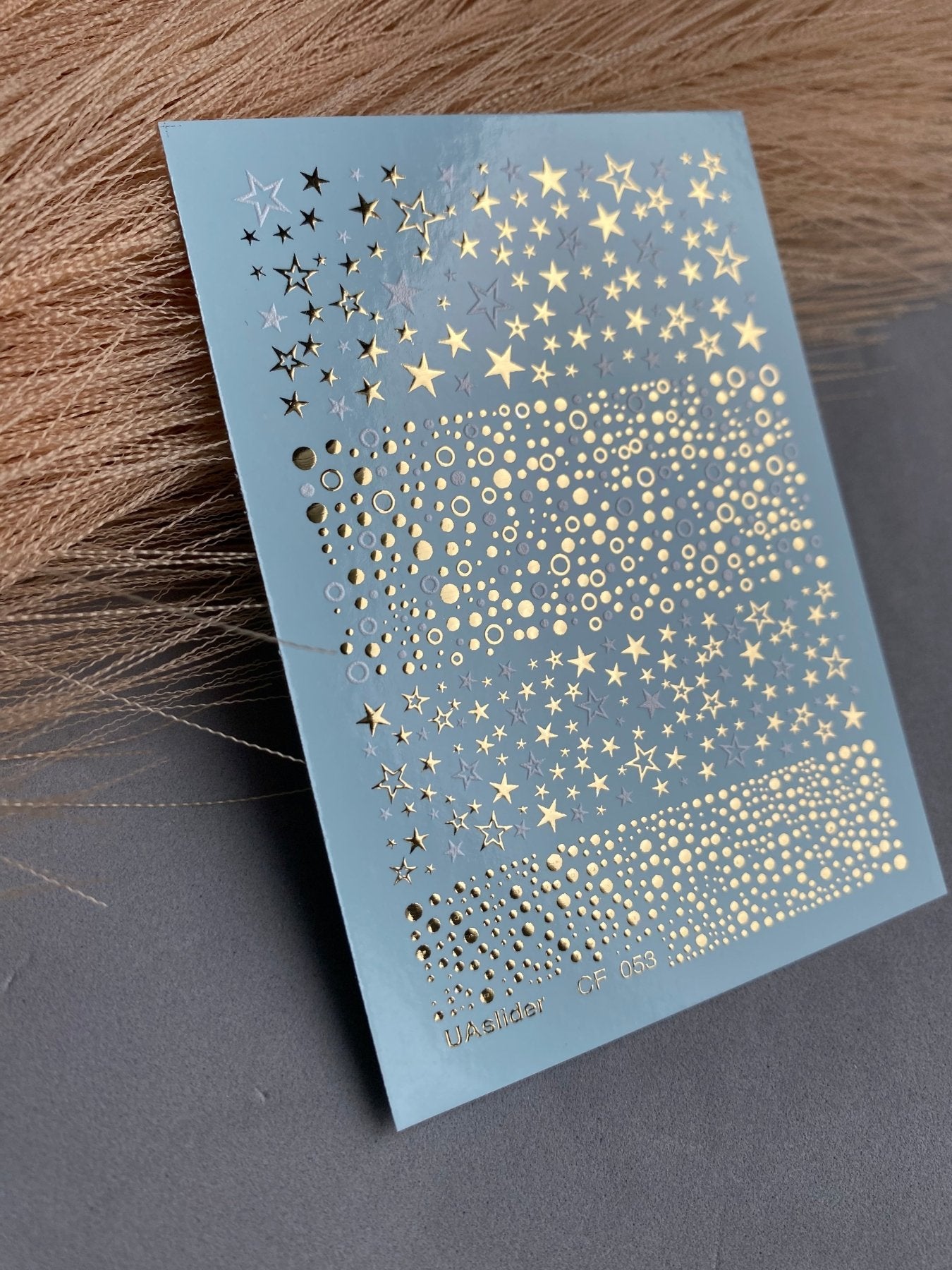 Nail Water Decal CF-053 | Star and Dot Nail Water Decals | Black, Gold & Silver Patterns - UASLIDER