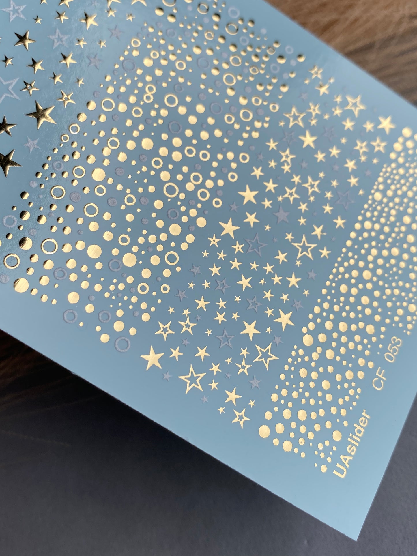 Nail Water Decal CF-053 | Star and Dot Nail Water Decals | Black, Gold & Silver Patterns