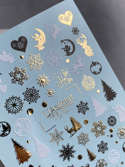 Nail Water Decal CF-041 | Christmas Nail Water Decals | Angels, Reindeer, Snowflakes, Trees