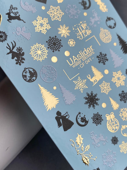 Nail Water Decal CF-041 | Christmas Nail Water Decals | Angels, Reindeer, Snowflakes, Trees