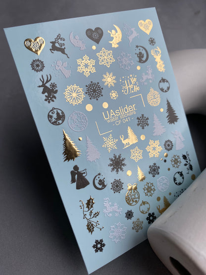 Nail Water Decal CF-041 | Christmas Nail Water Decals | Angels, Reindeer, Snowflakes, Trees
