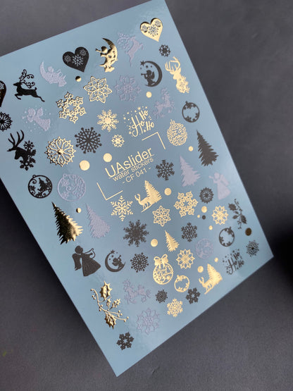 Nail Water Decal CF-041 | Christmas Nail Water Decals | Angels, Reindeer, Snowflakes, Trees