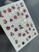 Nail Water Decal CF-029 | Festive Christmas Nail Water Decals with Gold Foil | Ornaments, Snowflakes and Sweets - UASLIDER
