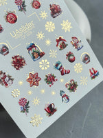 Nail Water Decal CF-029 | Festive Christmas Nail Water Decals with Gold Foil | Ornaments, Snowflakes and Sweets - UASLIDER