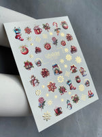 Nail Water Decal CF-029 | Festive Christmas Nail Water Decals with Gold Foil | Ornaments, Snowflakes and Sweets - UASLIDER